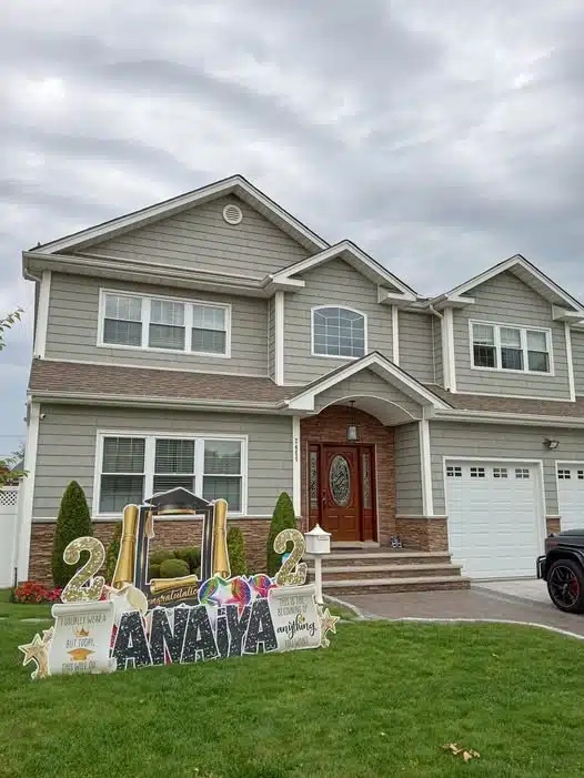 graduation-yard-sign-rental-long-island-anaya.jpg graduation yard sign rental long island custom lawn sign display anaya front yard setup