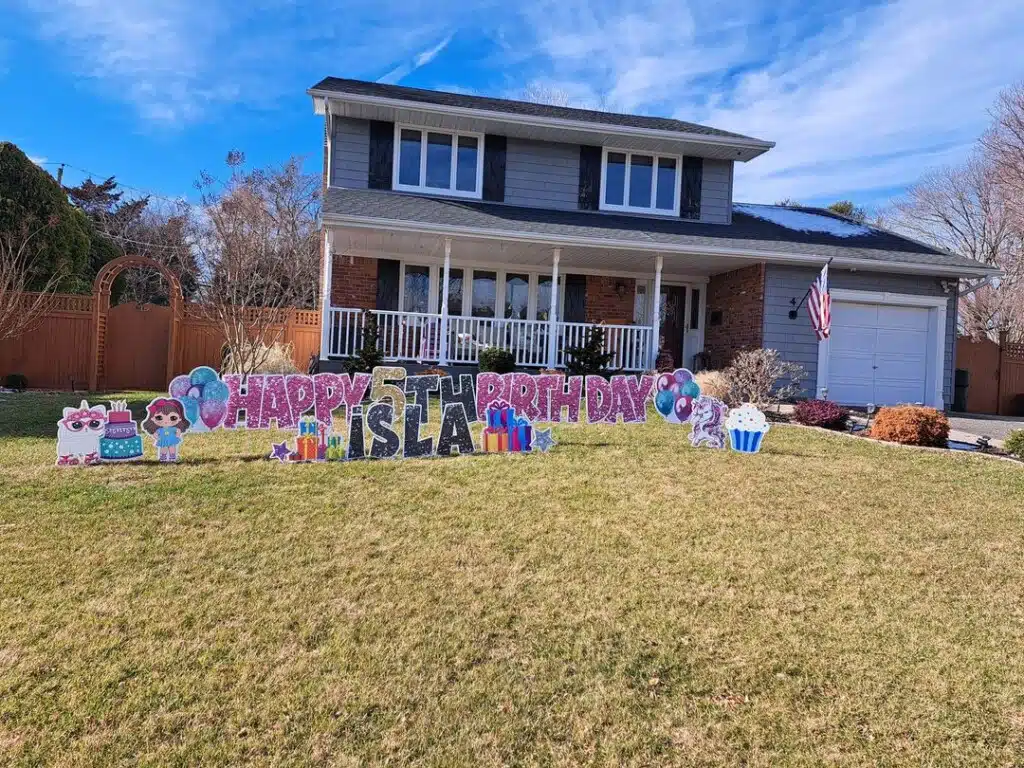 birthday yard sign rental long island custom name yard display residential home setup
