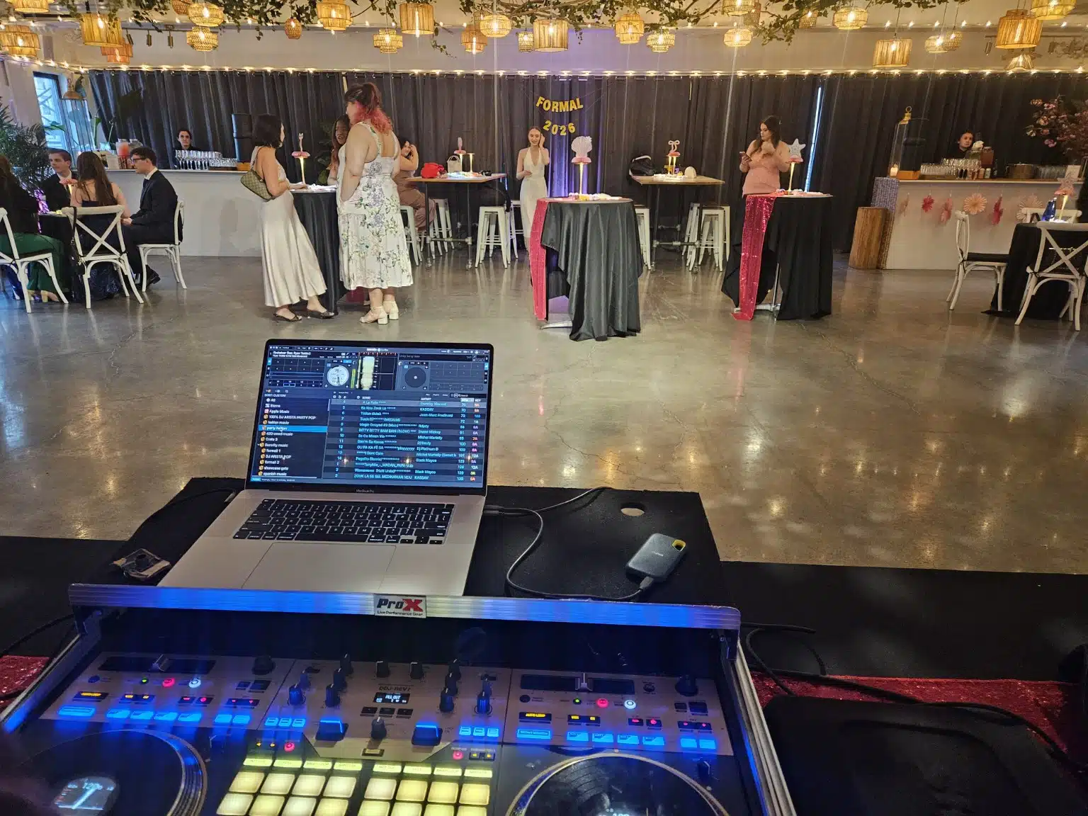 Corporate DJ setup for event in Queens NY with professional sound system and venue layout Corporate DJ setup for event in Queens NY with professional sound system and venue layout